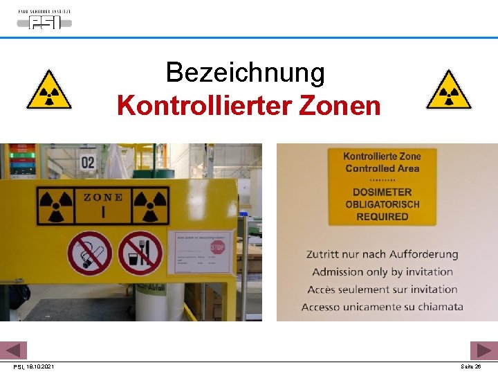 Bezeichnung Kontrollierter Zonen PSI, 18. 10. 2021 Seite 26 