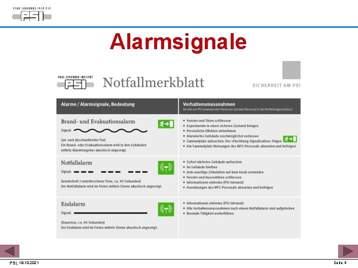 Alarmsignale PSI, 18. 10. 2021 Seite 4 