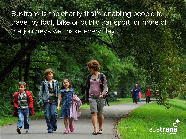 Sustrans is the charity that’s enabling people to travel by foot, bike or public