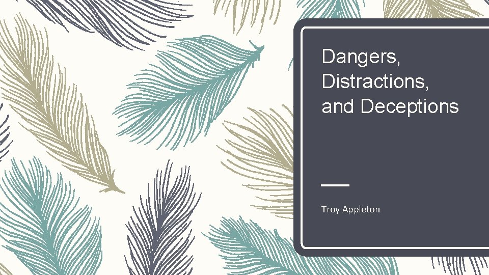 Dangers, Distractions, and Deceptions Troy Appleton 