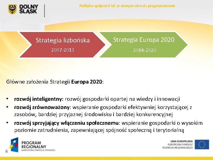 Polityka spójności UE w nowym okresie programowania Strategia lizbońska Strategia Europa 2020 2007 -2013