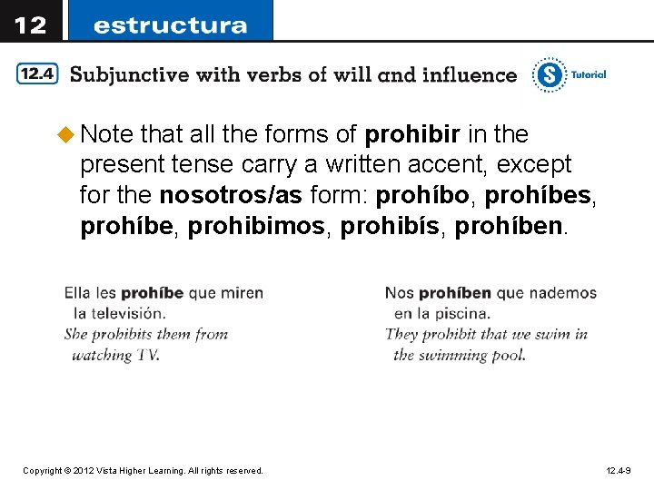 u Note that all the forms of prohibir in the present tense carry a