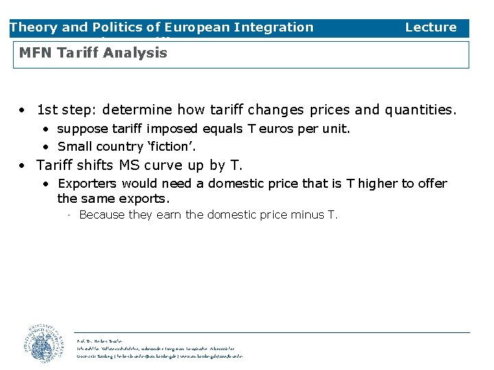 Theory and Politics of European Integration 3 Trade & Tariffs Lecture MFN Tariff Analysis