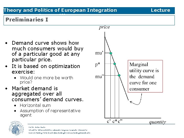 Theory and Politics of European Integration 3 Trade & Tariffs Preliminaries I • Demand