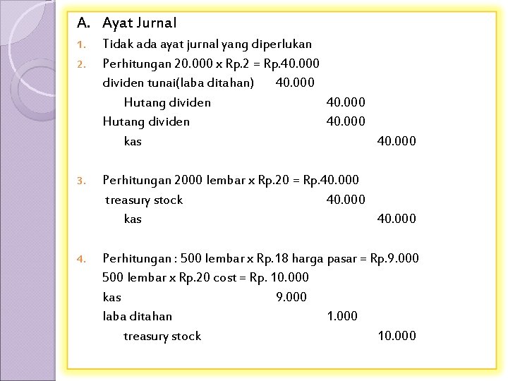 A. Ayat Jurnal 1. 2. Tidak ada ayat jurnal yang diperlukan Perhitungan 20. 000