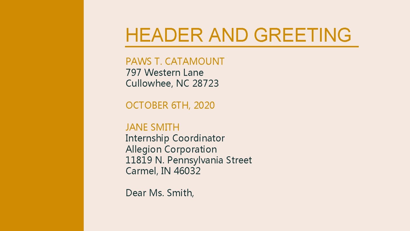 HEADER AND GREETING PAWS T. CATAMOUNT 797 Western Lane Cullowhee, NC 28723 OCTOBER 6