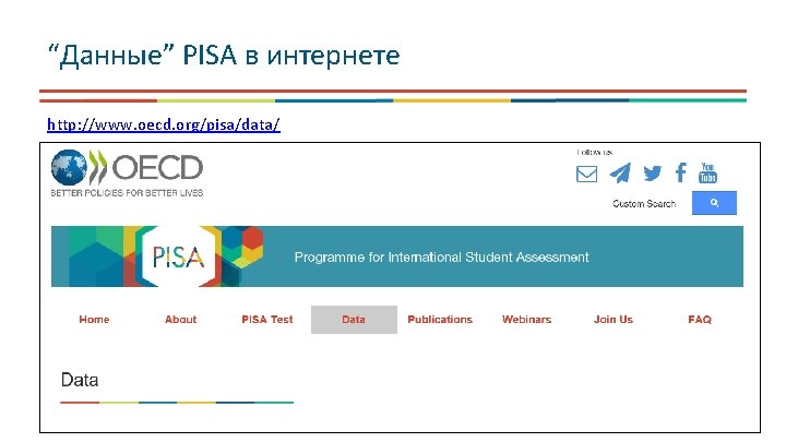 “Данные” PISA в интернете http: //www. oecd. org/pisa/data/ 