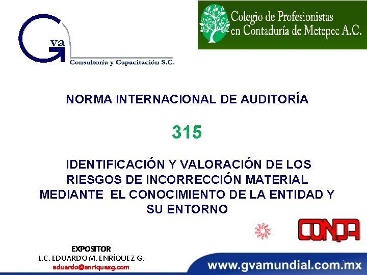 NORMA INTERNACIONAL DE AUDITORÍA 315 IDENTIFICACIÓN Y VALORACIÓN DE LOS RIESGOS DE INCORRECCIÓN MATERIAL