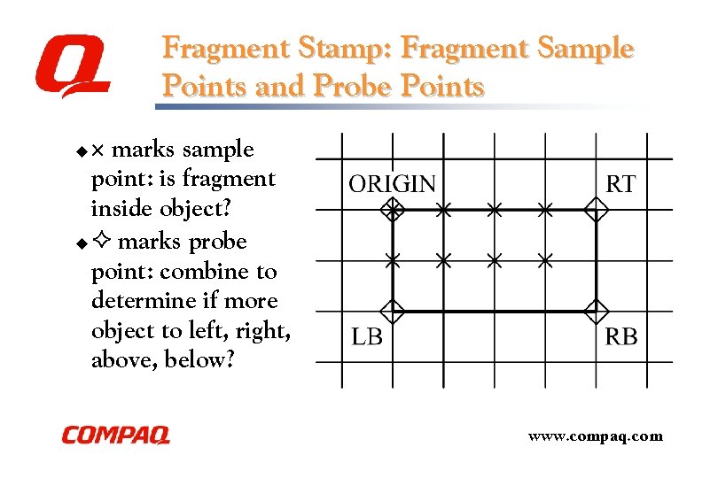Fragment Stamp: Fragment Sample Points and Probe Points marks sample point: is fragment inside Fragment Stamp: Fragment Sample Points and Probe Points marks sample point: is fragment inside