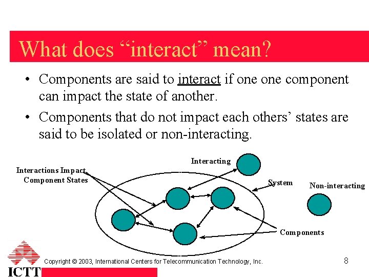 What does “interact” mean? • Components are said to interact if one component can