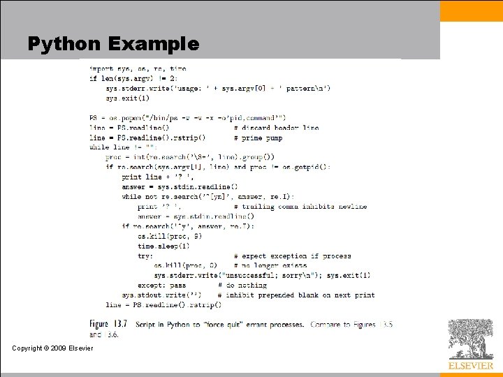 Python Example Copyright © 2009 Elsevier 