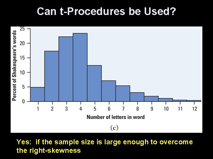 Can t-Procedures be Used? Yes: if the sample size is large enough to overcome