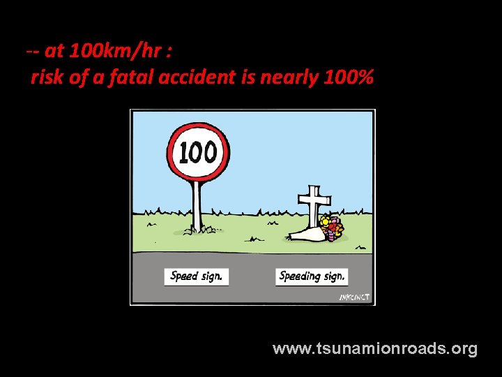 -- at 100 km/hr : risk of a fatal accident is nearly 100% www.