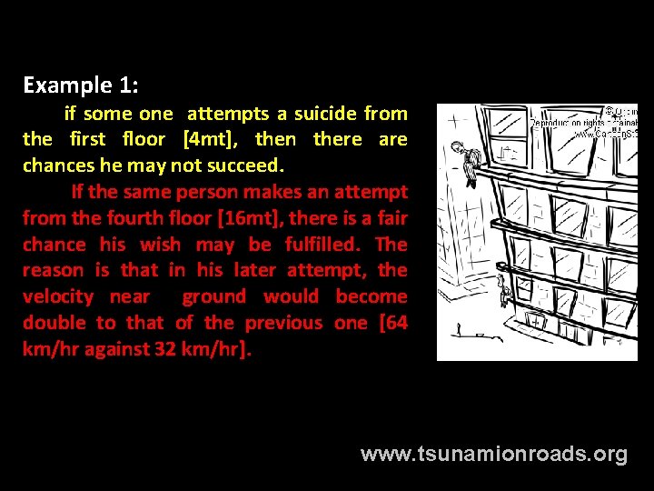 Example 1: if some one attempts a suicide from the first floor [4 mt],