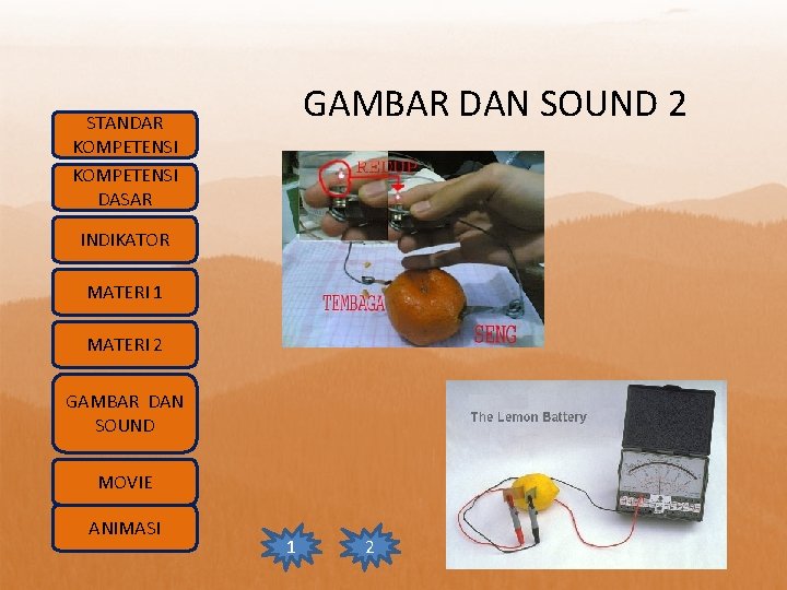 GAMBAR DAN SOUND 2 STANDAR KOMPETENSI DASAR INDIKATOR MATERI 1 MATERI 2 GAMBAR DAN