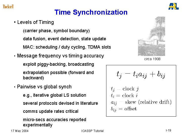 Time Synchronization • Levels of Timing (carrier phase, symbol boundary) data fusion, event detection, Time Synchronization • Levels of Timing (carrier phase, symbol boundary) data fusion, event detection,