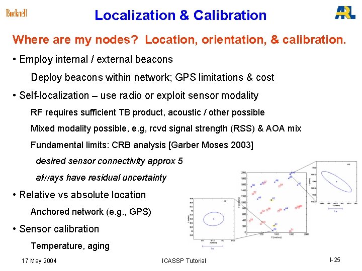 Localization & Calibration Where are my nodes? Location, orientation, & calibration. • Employ internal Localization & Calibration Where are my nodes? Location, orientation, & calibration. • Employ internal