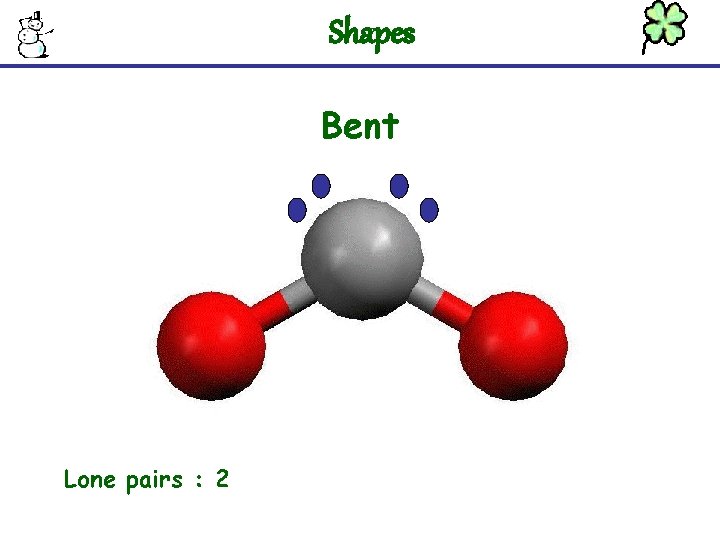 Shapes Bent Lone pairs : 2 