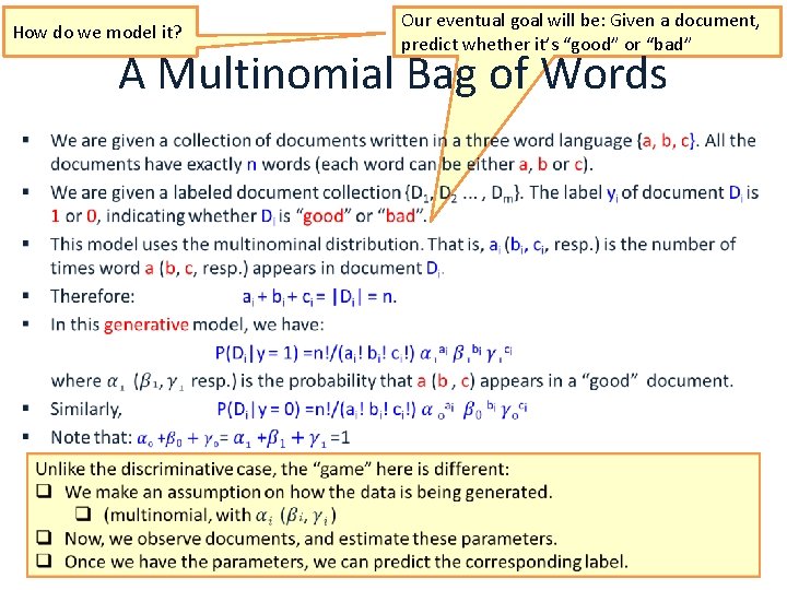 How do we model it? Our eventual goal will be: Given a document, predict