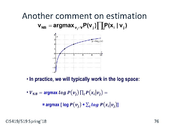 Another comment on estimation CIS 419/519 Spring’ 18 76 