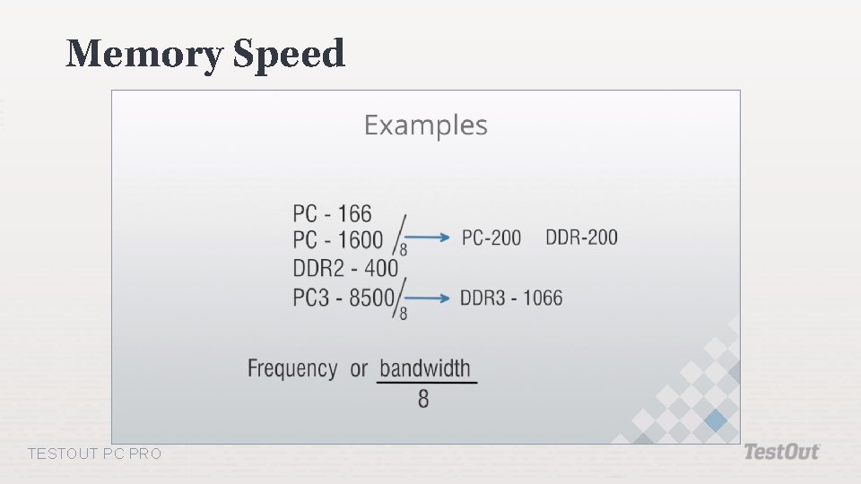 Memory Speed TESTOUT PC PRO 