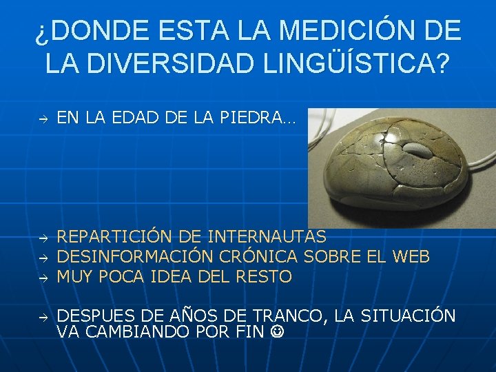 ¿DONDE ESTA LA MEDICIÓN DE LA DIVERSIDAD LINGÜÍSTICA? EN LA EDAD DE LA PIEDRA…