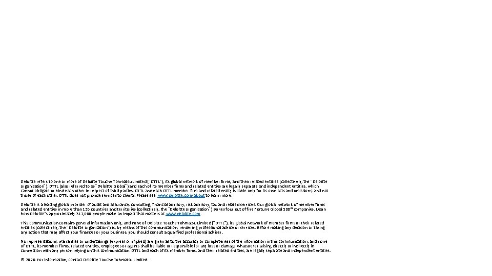 Deloitte refers to one or more of Deloitte Touche Tohmatsu Limited (“DTTL”), its global