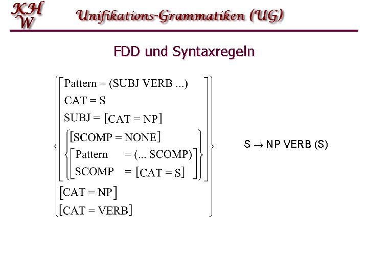 FDD und Syntaxregeln S NP VERB (S) 