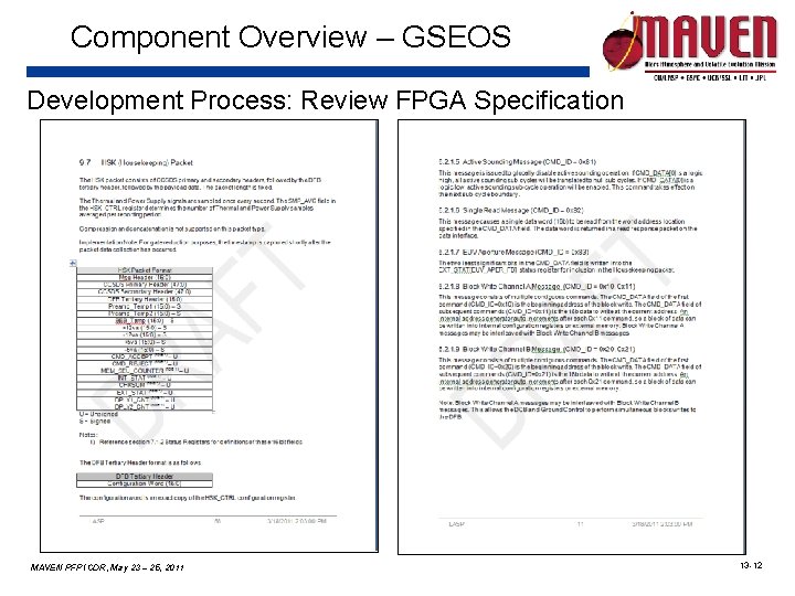Component Overview – GSEOS Development Process: Review FPGA Specification MAVEN PFP ICDR, May 23