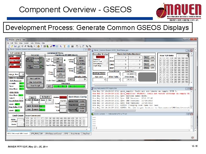 Component Overview - GSEOS Development Process: Generate Common GSEOS Displays MAVEN PFP ICDR, May