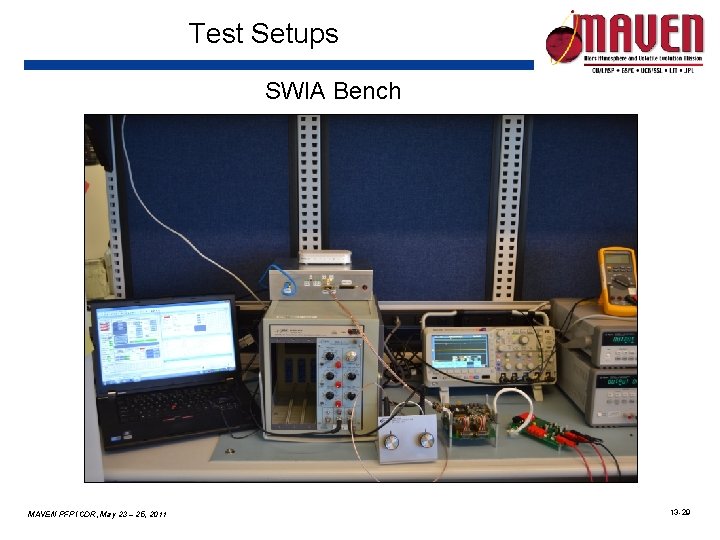 Test Setups SWIA Bench MAVEN PFP ICDR, May 23 – 25, 2011 13 -29
