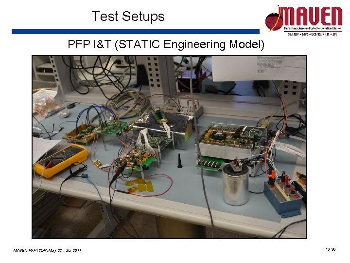 Test Setups PFP I&T (STATIC Engineering Model) MAVEN PFP ICDR, May 23 – 25,