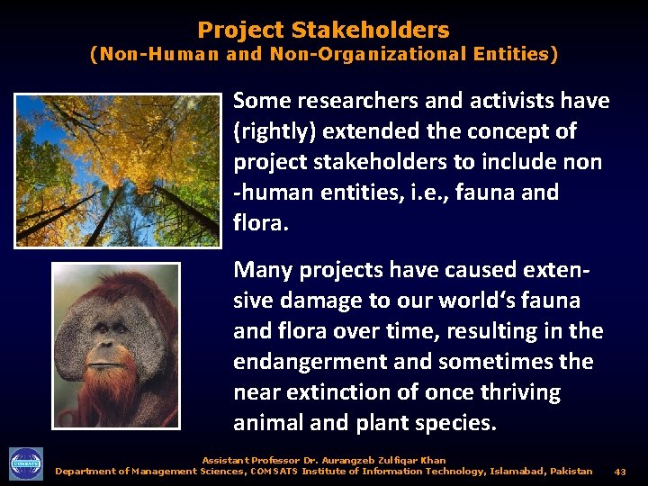 Project Stakeholders (Non-Human and Non-Organizational Entities) Some researchers and activists have (rightly) extended the