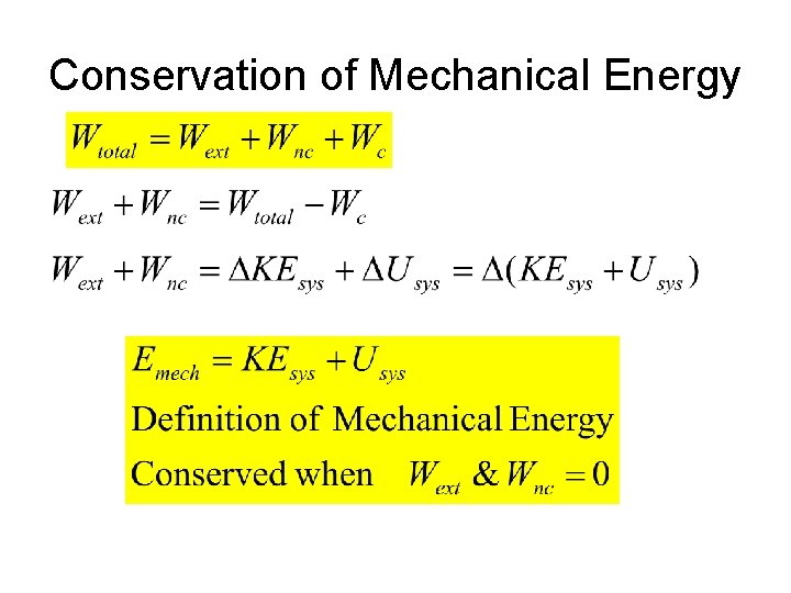 Conservation of Mechanical Energy 