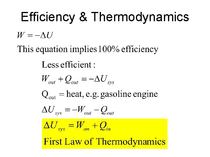 Efficiency & Thermodynamics 