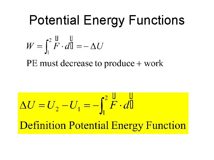 Potential Energy Functions 