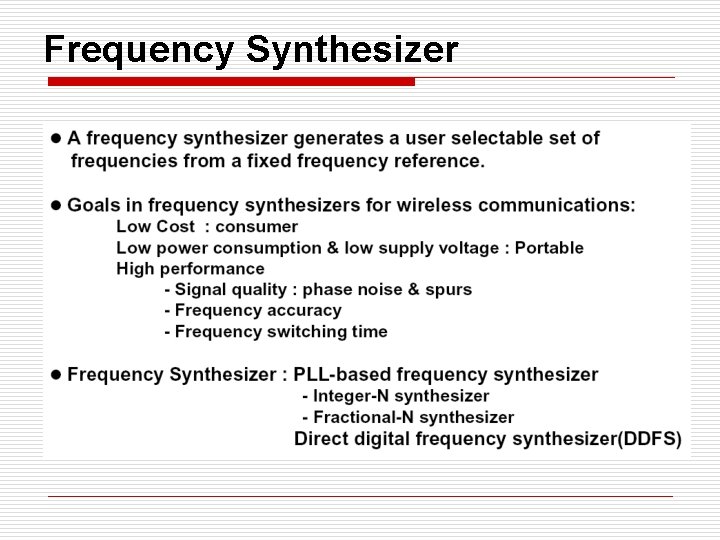 Frequency Synthesizer 