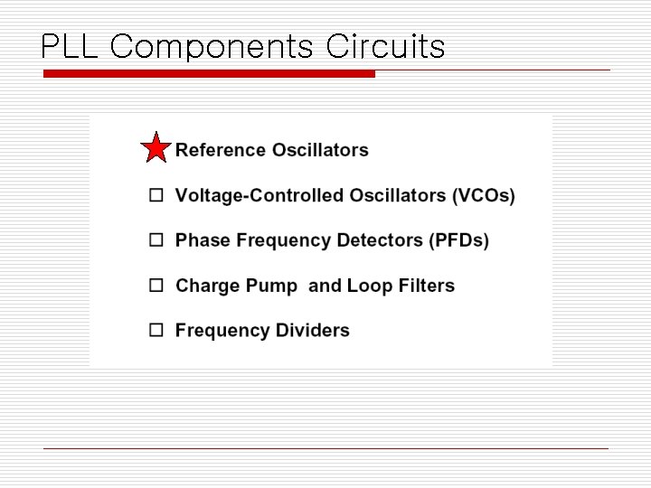 PLL Components Circuits 