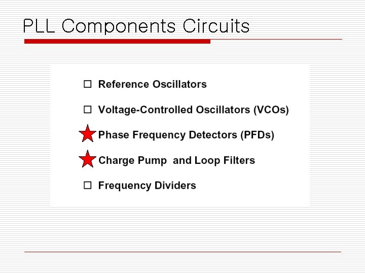 PLL Components Circuits 