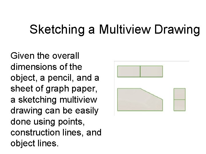 Sketching a Multiview Drawing Given the overall dimensions of the object, a pencil, and