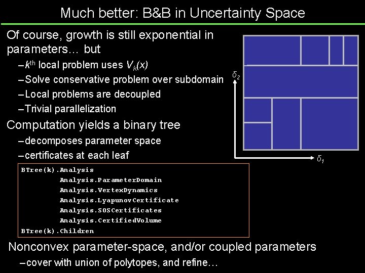 Much better: B&B in Uncertainty Space Of course, growth is still exponential in parameters…
