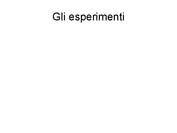 Gli esperimenti 