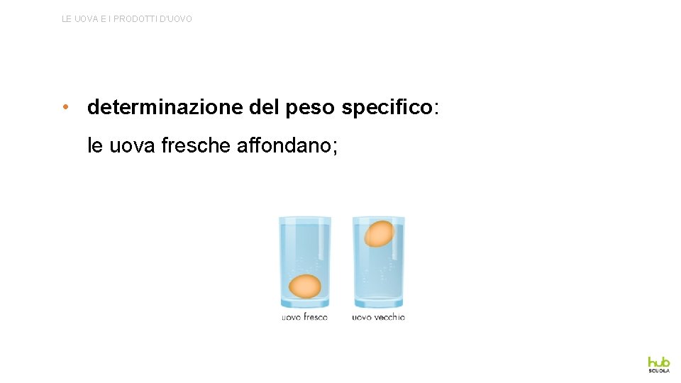 LE UOVA E I PRODOTTI D’UOVO • determinazione del peso specifico: le uova fresche