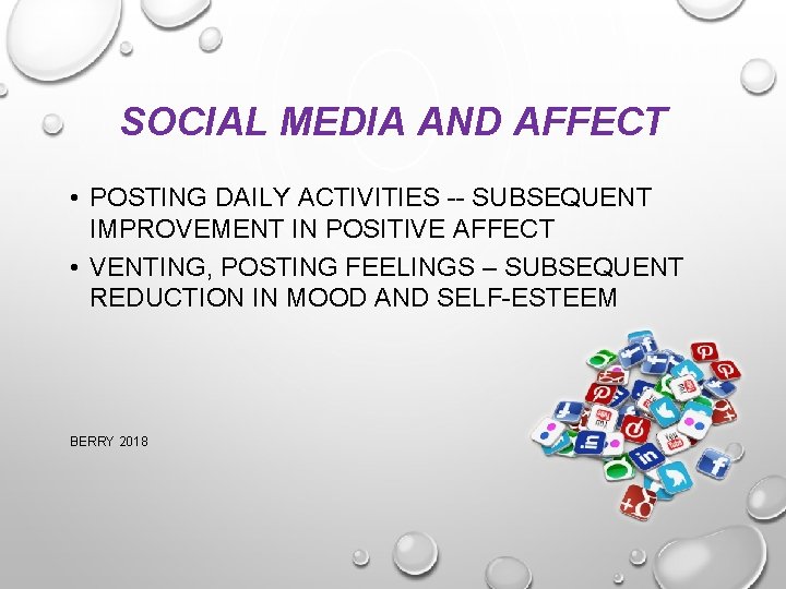 SOCIAL MEDIA AND AFFECT • POSTING DAILY ACTIVITIES -- SUBSEQUENT IMPROVEMENT IN POSITIVE AFFECT