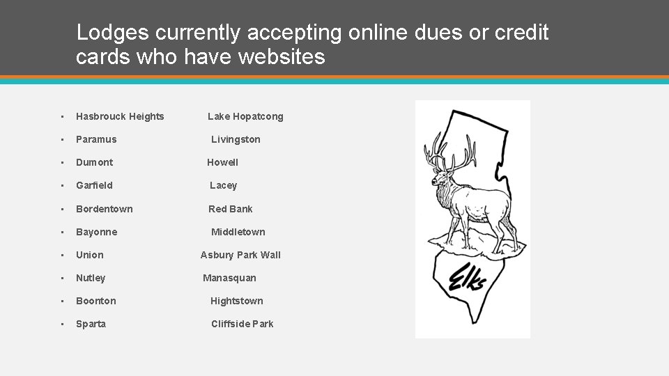 Lodges currently accepting online dues or credit cards who have websites • Hasbrouck Heights