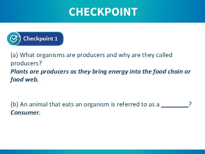 (a) What organisms are producers and why are they called producers? Plants are producers