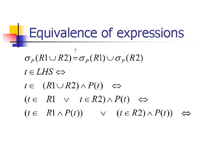 Equivalence of expressions 