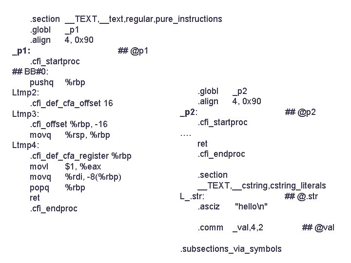 . section __TEXT, __text, regular, pure_instructions. globl _p 1. align 4, 0 x 90