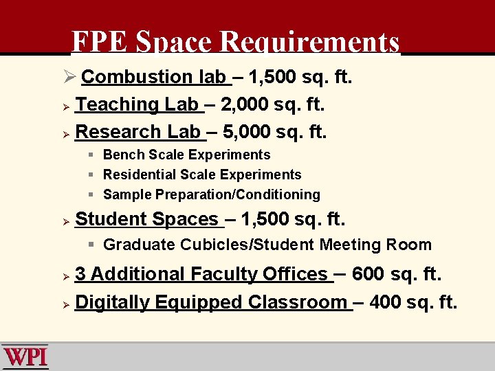Realizing the WPI Vision Past Five Years FPE