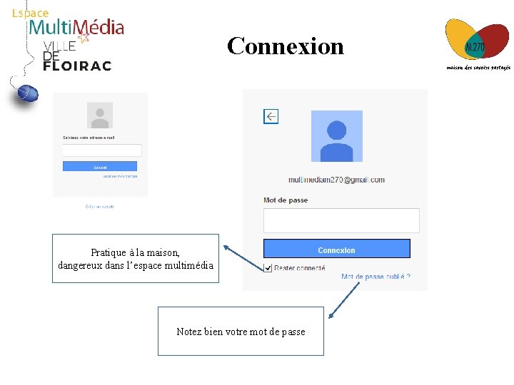 Connexion Pratique à la maison, dangereux dans l’espace multimédia Notez bien votre mot de